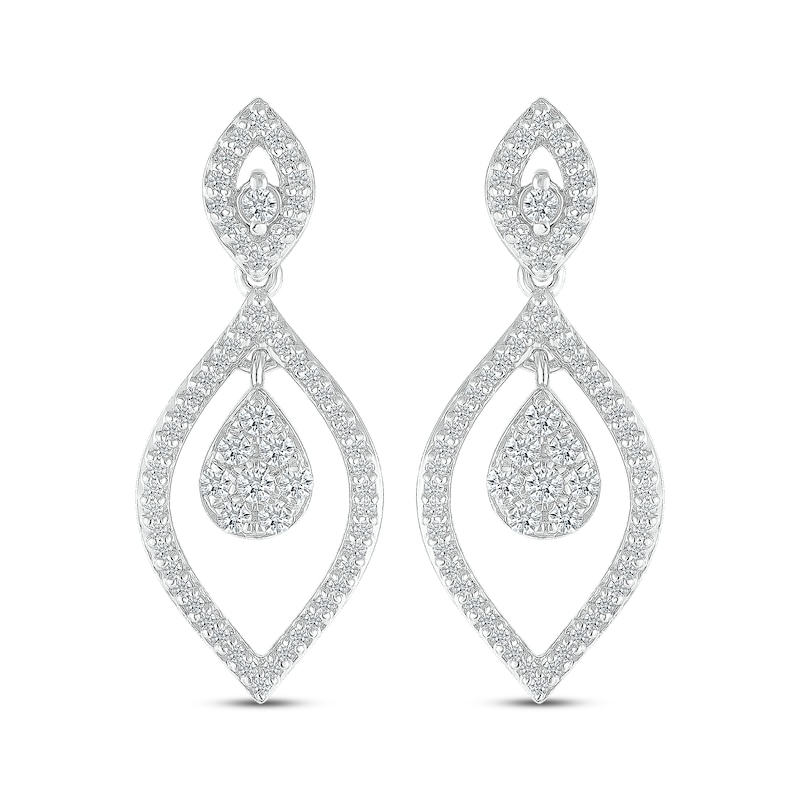 Multi-Diamond Marquise Dangle Earrings 1/2 ct tw 10K White Gold