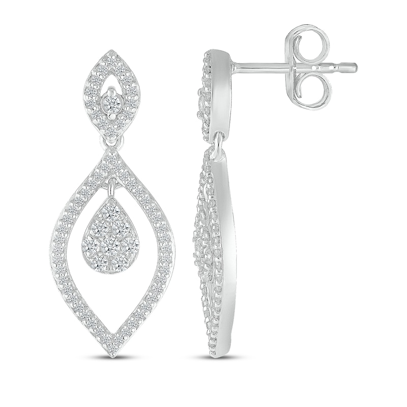 Multi-Diamond Marquise Dangle Earrings 1/2 ct tw 10K White Gold