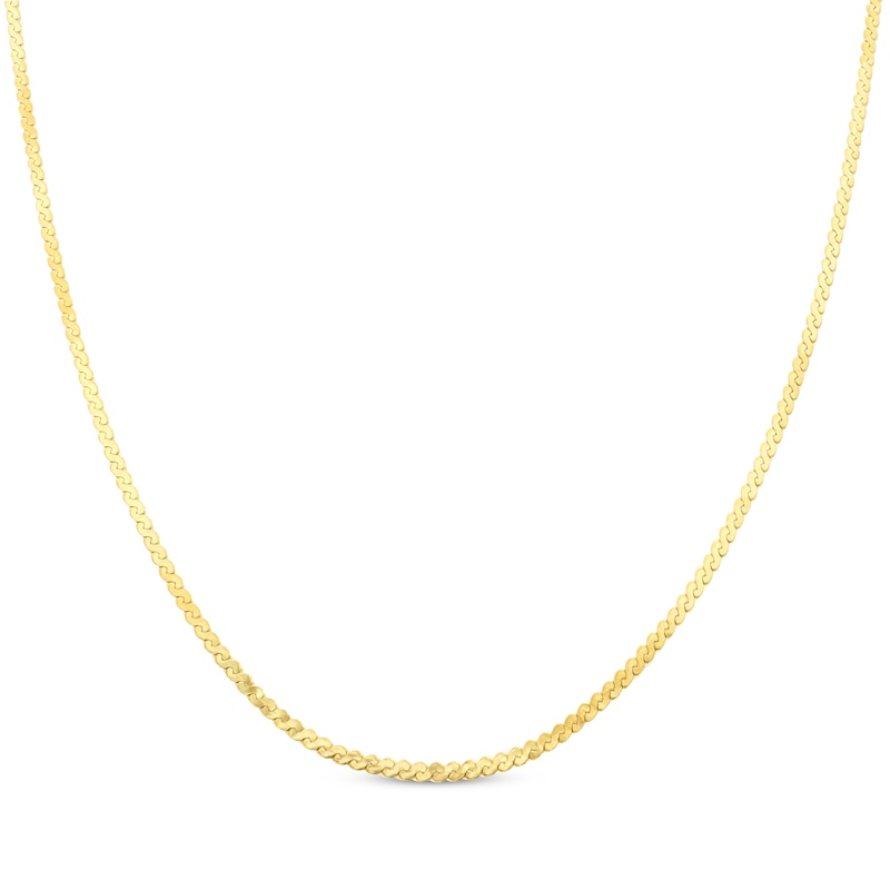 Solid Serpentine Chain Necklace 1.7mm 14K Yellow Gold 18"