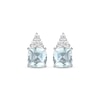 Thumbnail Image 2 of Cushion-Cut Aquamarine & White Lab-Created Sapphire Stud Earrings Sterling Silver