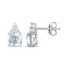 Thumbnail Image 3 of Cushion-Cut Aquamarine & White Lab-Created Sapphire Stud Earrings Sterling Silver