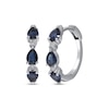 Thumbnail Image 1 of Pear-Shaped Blue Sapphire & Diamond Hoop Earrings 1/15 ct tw 14K White Gold