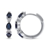 Thumbnail Image 3 of Pear-Shaped Blue Sapphire & Diamond Hoop Earrings 1/15 ct tw 14K White Gold