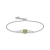 Thumbnail Image 0 of Cushion-Cut Peridot & White Lab-Created Sapphire Bolo Bracelet Sterling Silver