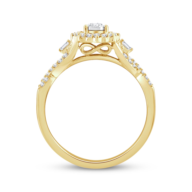 Main Image 3 of Round-Cut Diamond Halo Ring 1/3 ct tw 10K Two-Tone Gold