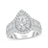 Thumbnail Image 1 of Lab-Grown Diamonds by KAY Pear-Shaped Double Halo Engagement Ring 3 ct tw 14K White Gold