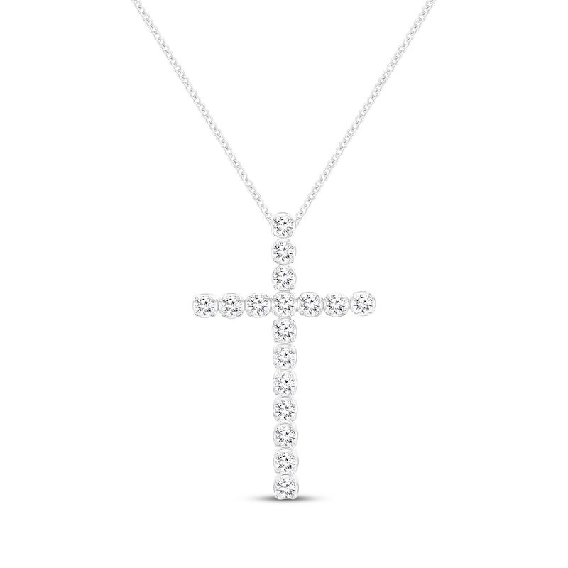 Main Image 1 of Lab-Created Diamonds by KAY Cross Necklace 2 ct tw 14K White Gold 19&quot;