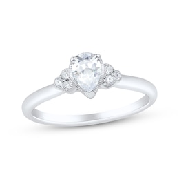 Adore Pear-Shaped Diamond Trios Engagement Ring 1/2 ct tw 14K White Gold