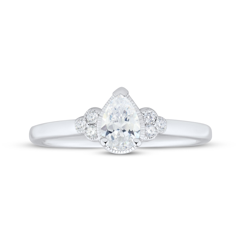 Main Image 3 of Pear-Shaped Diamond Trios Engagement Ring 1/2 ct tw 14K White Gold