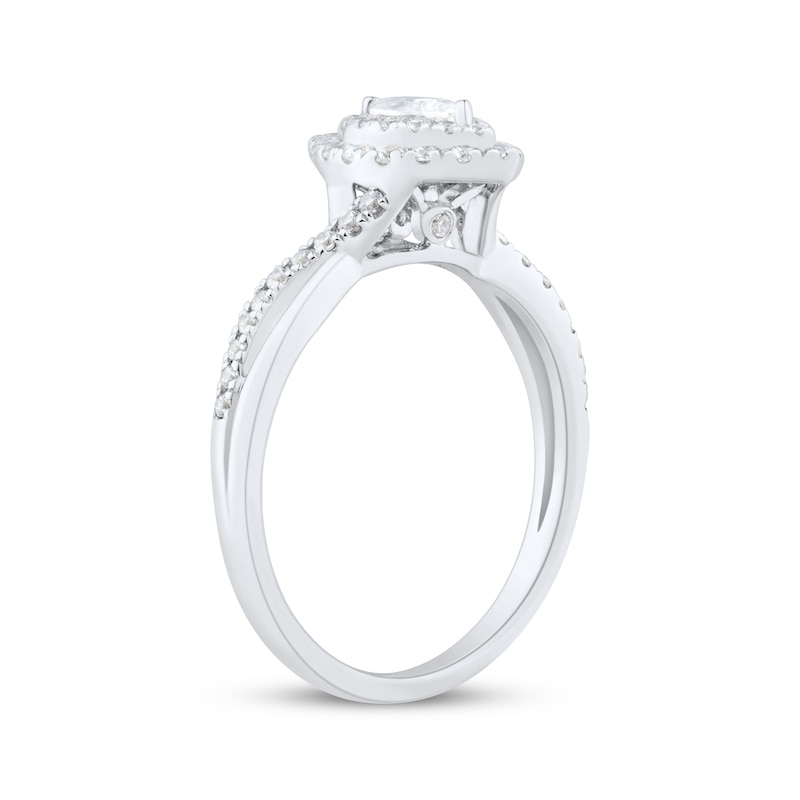 Main Image 2 of Marquise-Cut Diamond Double Halo Engagement Ring 1/2 ct tw 14K White Gold