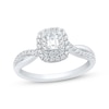 Thumbnail Image 1 of Emerald-Cut Diamond Double Halo Engagement Ring 1/2 ct tw 14K White Gold