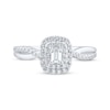 Thumbnail Image 3 of Emerald-Cut Diamond Double Halo Engagement Ring 1/2 ct tw 14K White Gold