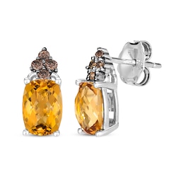 Le Vian Cushion-Cut Citrine Earrings 1/10 ct tw Diamonds 14K Vanilla Gold