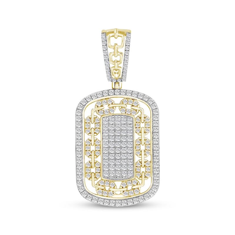 Main Image 1 of Linked Always Men's Diamond Chain Link Dog Tag Charm 1 ct tw 10K Yellow Gold