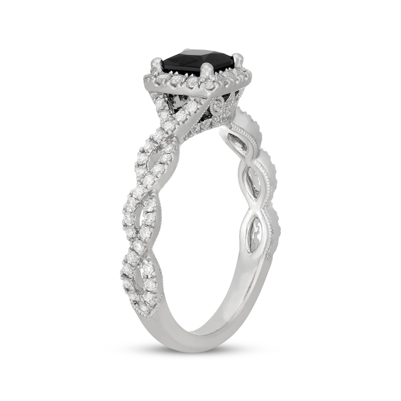 Neil Lane Princess-Cut Black Diamond & White Diamond Engagement Ring 1-1/5 ct tw 14K White Gold