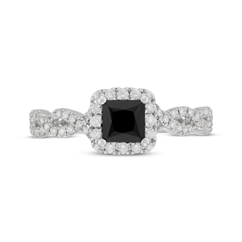 Neil Lane Princess-Cut Black Diamond & White Diamond Engagement Ring 1-1/5 ct tw 14K White Gold