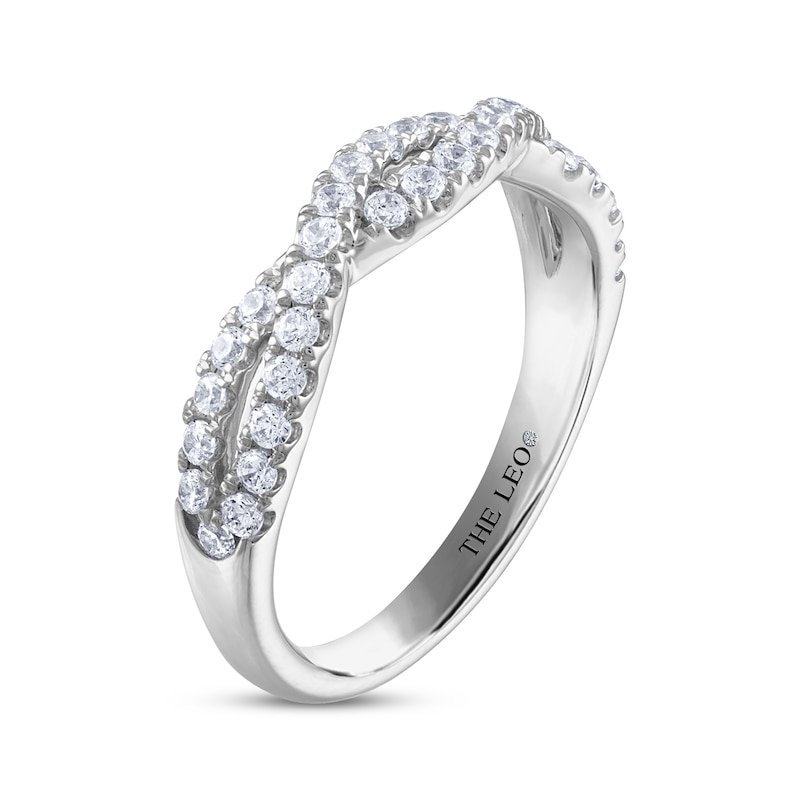 Main Image 2 of THE LEO Diamond Round-Cut Crossover Twist Anniversary Band 1/2 ct tw 14K White Gold