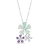 Thumbnail Image 1 of Pear-Shaped Lab-Created Opal, Amethyst & White Lab-Created Sapphire Flowers Necklace Sterling Silver 18”