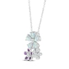 Thumbnail Image 2 of Pear-Shaped Lab-Created Opal, Amethyst & White Lab-Created Sapphire Flowers Necklace Sterling Silver 18”