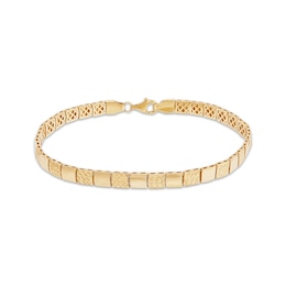 Diamond-Cut Semi-Solid Square-Link Bracelet 10K Yellow Gold 7.5&quot;