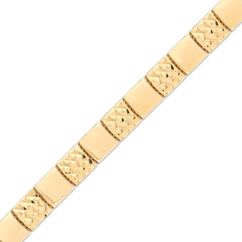 Main Image 2 of Diamond-Cut Semi-Solid Square-Link Bracelet 10K Yellow Gold 7.5&quot;