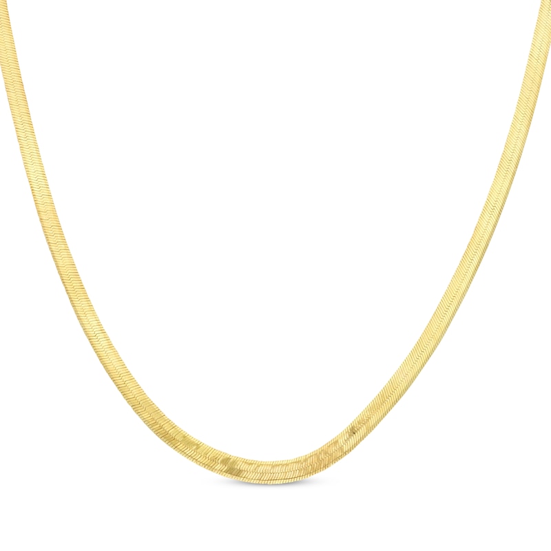 Main Image 1 of Solid Herringbone Chain Necklace 4mm 14K Yellow Gold 18&quot;