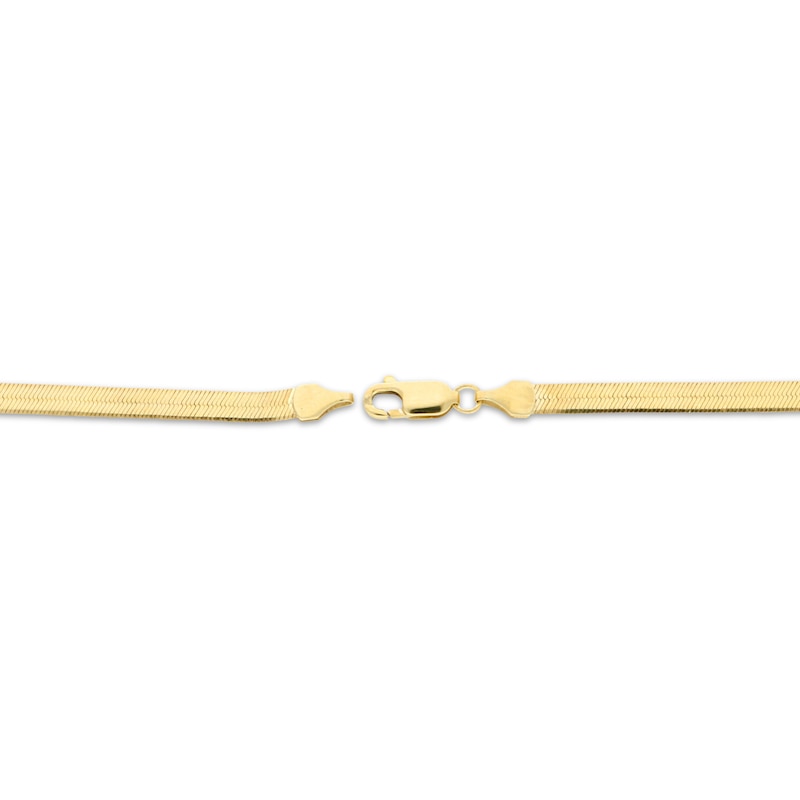 Main Image 3 of Solid Herringbone Chain Necklace 4mm 14K Yellow Gold 18&quot;