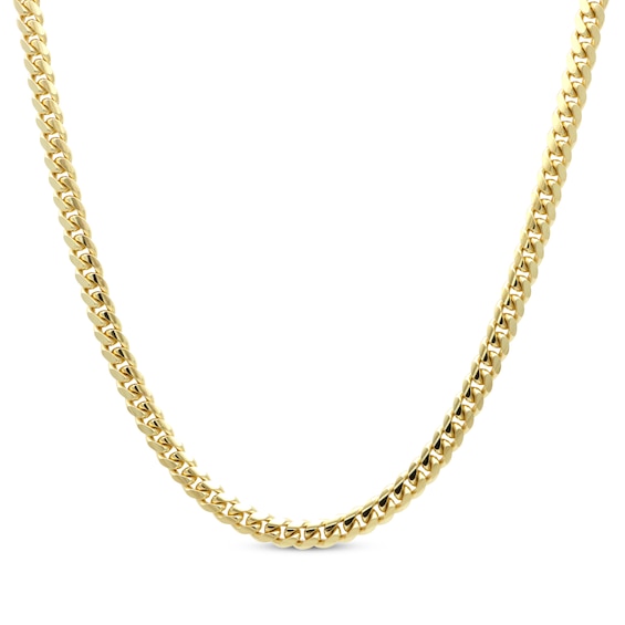 Solid Cuban Curb Chain Necklace 3.96mm 14K Yellow Gold 18"