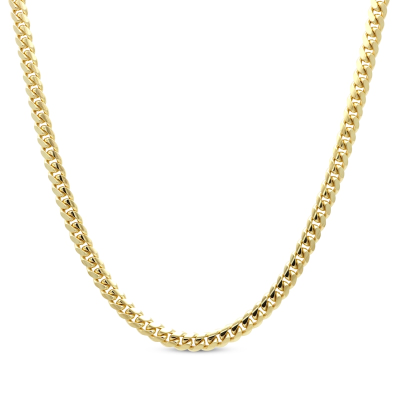 Main Image 1 of Solid Cuban Curb Chain Necklace 3.96mm 14K Yellow Gold 18&quot;