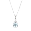 Thumbnail Image 1 of Cushion-Cut Aquamarine & White Lab-Created Sapphire Necklace Sterling Silver 18&quot;