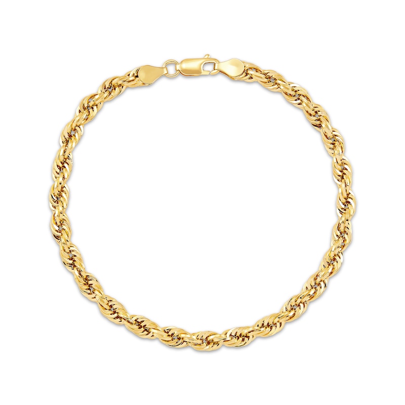 Hollow Rope Chain Bracelet 4.8mm 10K Yellow Gold 9"