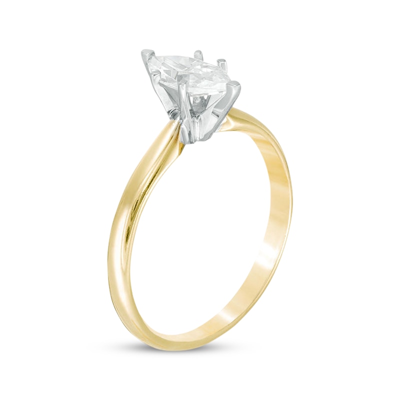 Main Image 2 of Certified Marquise-Cut Diamond Solitaire Engagement Ring 1 ct tw 14K Yellow Gold (I/I1)