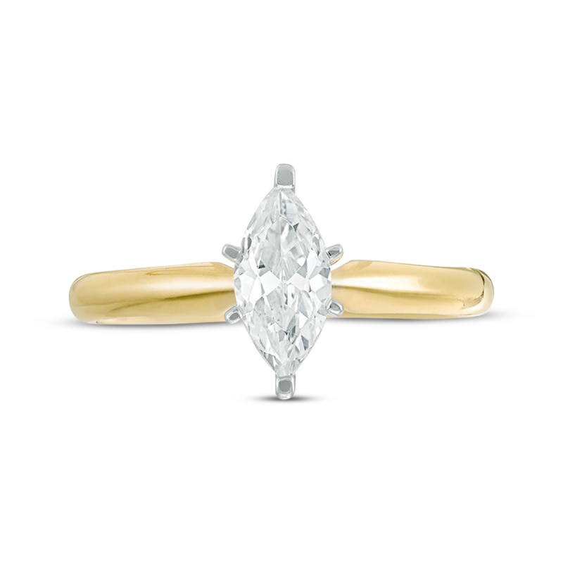 Main Image 4 of Certified Marquise-Cut Diamond Solitaire Engagement Ring 1 ct tw 14K Yellow Gold (I/I1)