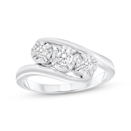 Adore Diamond Three-Stone Bypass Engagement Ring 1/4 ct tw 10K White Gold