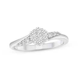 Adore Multi-Diamond Center Flower Bypass Ring 1/3 ct tw 10K White Gold