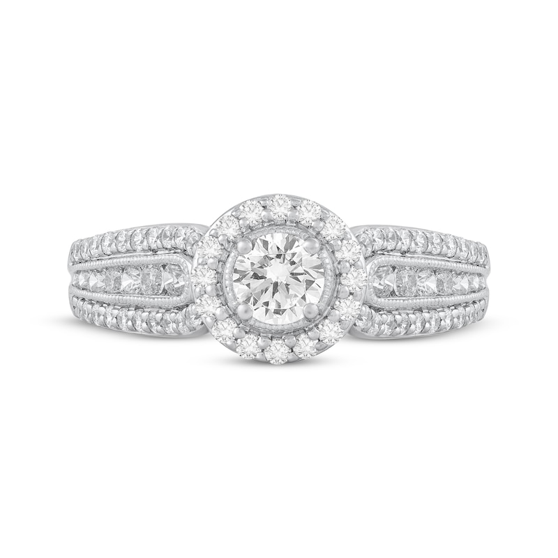 Main Image 3 of Round-Cut Diamond Halo Engagement Ring 1 ct tw 10K White Gold