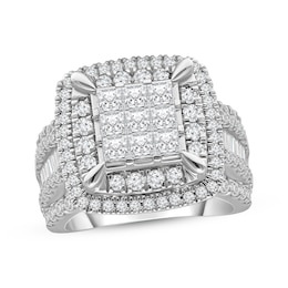 Princess-Cut Multi-Diamond Center Engagement Ring 3 ct tw 10K White Gold