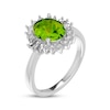 Thumbnail Image 2 of Oval-Cut Peridot & White Lab-Created Sapphire Starburst Ring Sterling Silver