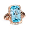 Thumbnail Image 1 of Le Vian Cushion-Cut Blue Topaz Ring 1/2 ct tw Diamonds 14K Strawberry Gold