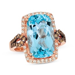 Le Vian Cushion-Cut Blue Topaz Ring 1/2 ct tw Diamonds 14K Strawberry Gold