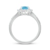 Thumbnail Image 2 of Swiss Blue Topaz & White Lab-Created Sapphire Flower Ring Sterling Silver