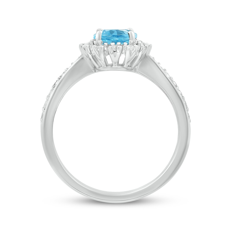 Main Image 2 of Swiss Blue Topaz & White Lab-Created Sapphire Flower Ring Sterling Silver