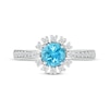 Thumbnail Image 3 of Swiss Blue Topaz & White Lab-Created Sapphire Flower Ring Sterling Silver