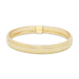 Hollow Mesh Stretch Bangle Bracelet 8.5mm 10K Yellow Gold