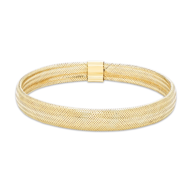 Main Image 1 of Hollow Mesh Stretch Bangle Bracelet 8.5mm 10K Yellow Gold