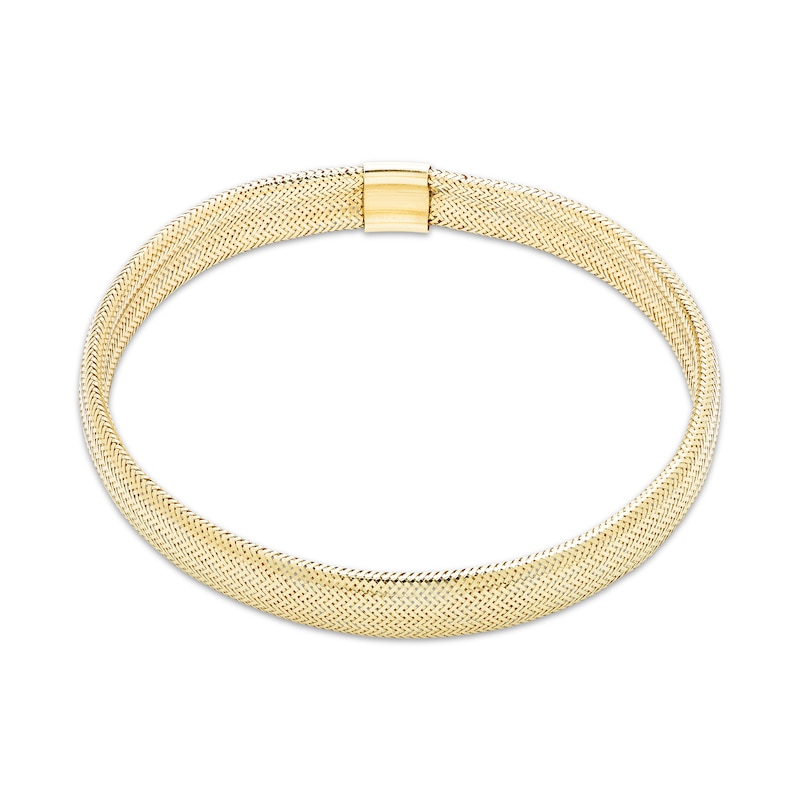 Main Image 2 of Hollow Mesh Stretch Bangle Bracelet 8.5mm 10K Yellow Gold