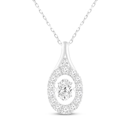 Unstoppable Love Oval-Cut Lab-Grown Diamond Necklace 1/2 ct tw 14K White Gold 19&quot;