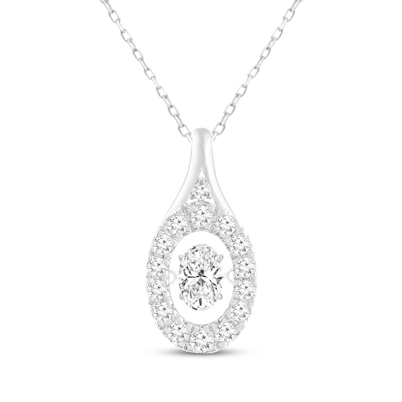 Unstoppable Love Oval-Cut Lab-Created Diamond Necklace 1/2 ct tw 14K White Gold 19"