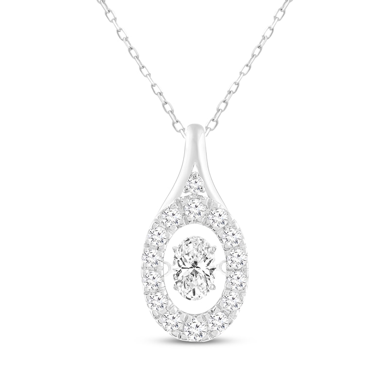 Main Image 1 of Unstoppable Love Oval-Cut Lab-Grown Diamond Necklace 1/2 ct tw 14K White Gold 19&quot;