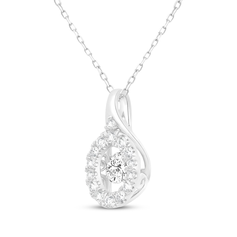 Main Image 2 of Unstoppable Love Oval-Cut Lab-Grown Diamond Necklace 1/2 ct tw 14K White Gold 19&quot;